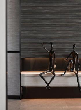 抽象极简铸铁黑人雕塑吊脚坐姿人物摆件客厅电视柜玄关家居艺术品