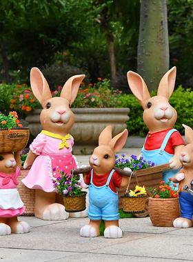 卡通兔子花盆摆件户外仿真动物庭院布置花园装饰园林景观雕塑小品