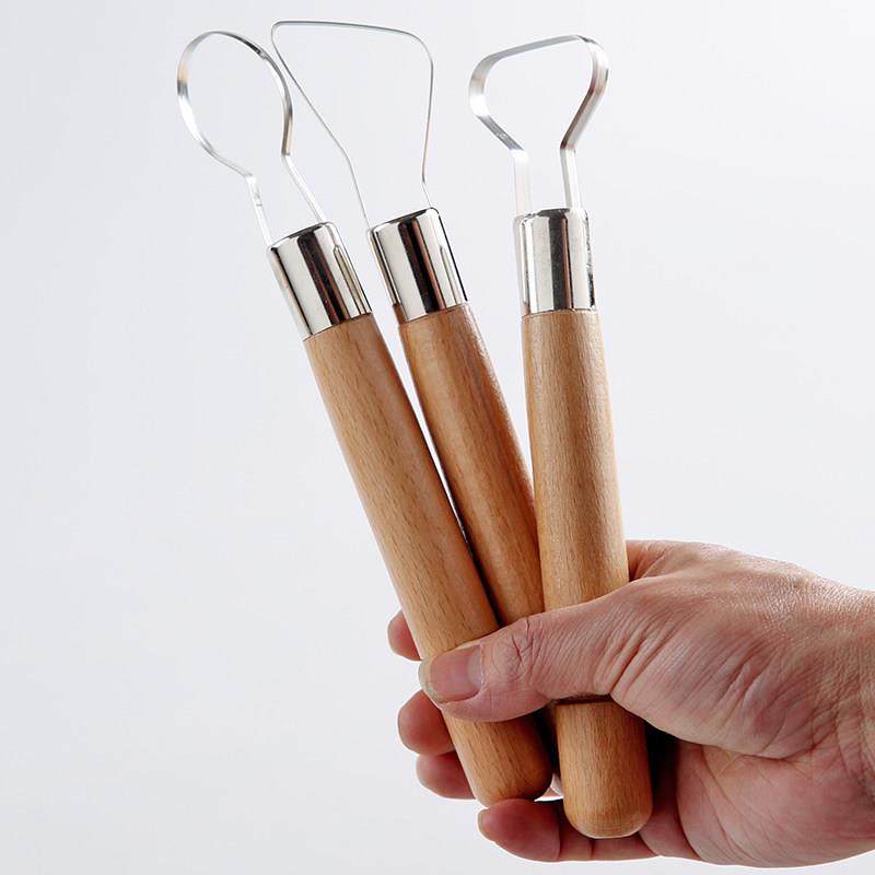 陶艺修坯刀7寸粗柄手工diy精修刀陶泥泥塑拉坯木棍刮刀三件套工具,淘宝优惠券,粉丝福利购,淘宝优惠卷