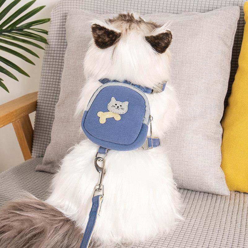 猫咪牵引绳背心式胸背带外出专用防挣脱溜猫绳子栓猫绳可爱带背包,淘宝优惠券,粉丝福利购,淘宝优惠卷