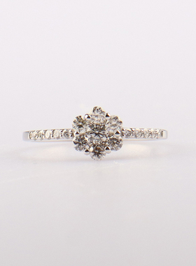 中古95新日本进口商品花形群镶钻石铂金900戒指52号