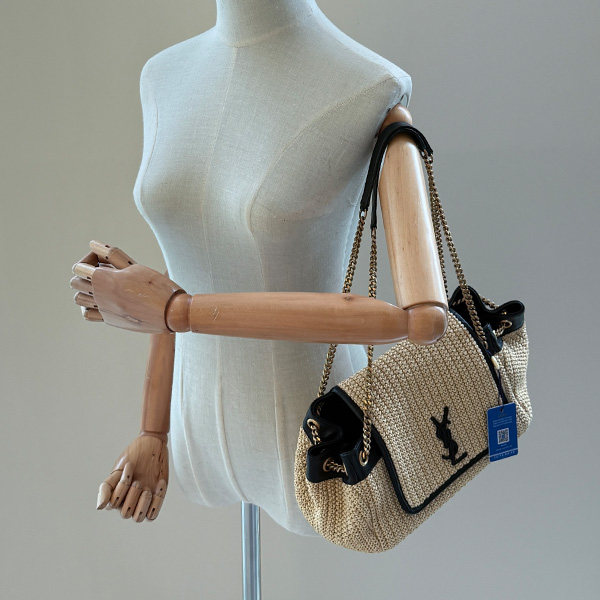 中古9新圣罗兰NOLITA拉菲草小号单肩包二手奢侈品vintage包包,淘宝优惠券,粉丝福利购,淘宝优惠卷