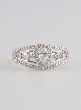 中古95新日本进口商品水滴形切工钻石铂金900戒指51号