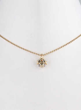 中古95新日本进口花形钻石蓝宝石K18黄金37 40cm项链