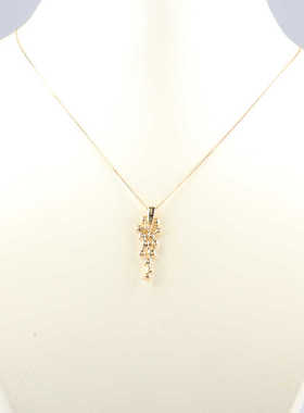 中古95新日本进口星辰群镶钻石K18黄金45cm项链