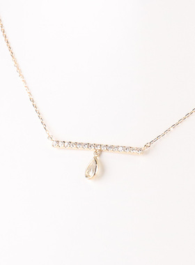 中古95新日本进口商品水滴形切工黄钻K18黄金45cm项链