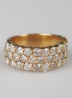 「9.5新」日本进口商品群镶钻石戒指K18黄金47号