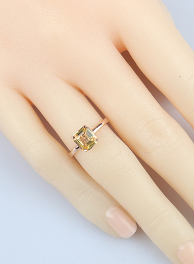 中古95新无烧黄蓝宝戒指750玫瑰金