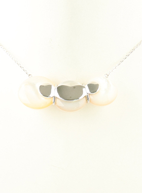 中古95新TASAKI塔思琦3颗马贝珍珠项链750白金48cm项链