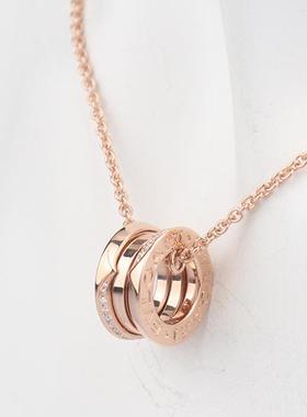 中古95新宝格丽BZERO1双排半圈钻石项链750玫瑰金38-45cm