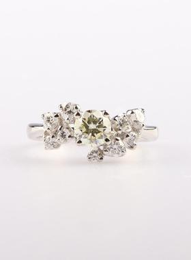 中古95新日本进口商品圆形切工黄钻铂金900戒指50号