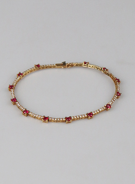 「9.5新」日本进口商品红宝石钻石手链750黄金19cm