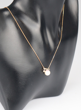 「9.5新」海水珍珠钻石项链750黄金45cm