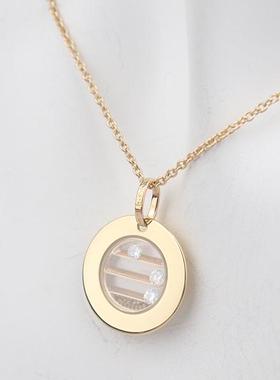 中古95新法国制造灵动3颗钻石项链750黄金41-46cm