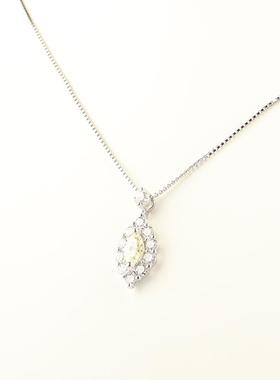 中古95新日本进口商品水滴形切工黄钻PT900/PT850项链44cm