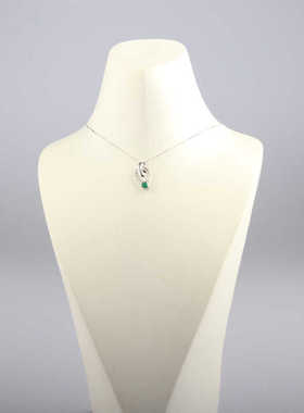 中古95新日本进口水滴形切工祖母绿钻石PT900/PT850项链37 40cm