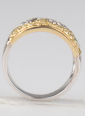 中古95新日本进口商品群镶双色钻石戒指K18WG/K18YG525号