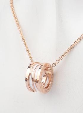 中古95新宝格丽B.ZERO1镂空白陶瓷项链750玫瑰金CL858579 356117