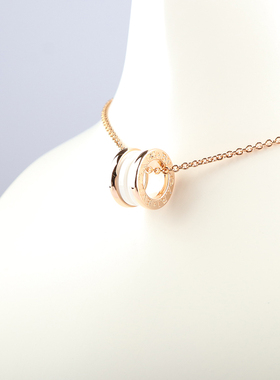 中古95新宝格丽BVLGARIBZERO1白色陶瓷750玫瑰金39-46cm项链