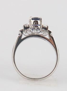 中古95新日本进口商品椭圆形切工皇家蓝宝石钻石戒指铂金90049号