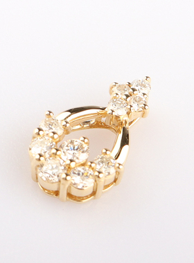 中古95新10颗钻石吊坠钻石K18黄金吊坠