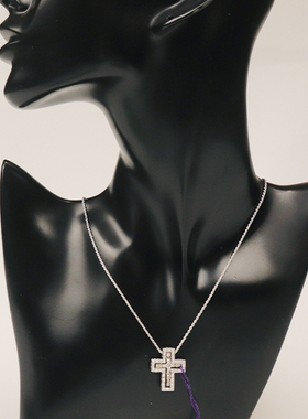 「9.5新」DAMIANI(达米亚尼)密镶钻石双层十字架项链750白金