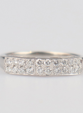 中古95新蝴蝶结型群镶钻石戒指铂金90053号