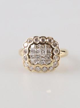 中古95新日本进口商品神秘镶嵌钻石K18黄金51号戒指