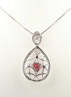 中古95新日本进口商品三角形切工碧玺钻石K18白金45cm项链