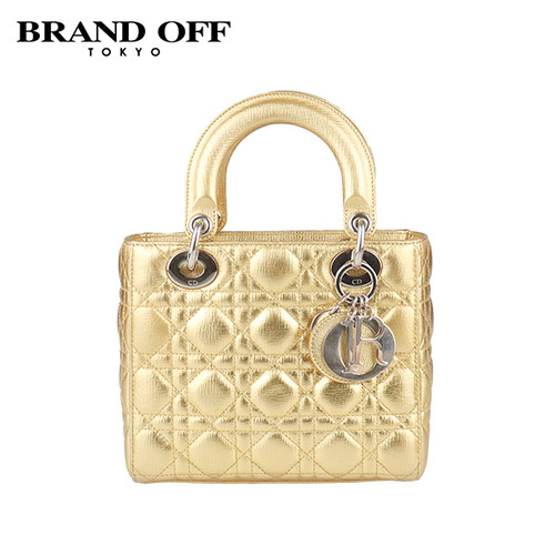 中古9新DIOR(迪奥)LADY DIOR MY ABCDIOR金色牛皮小号斜挎包 - 图0
