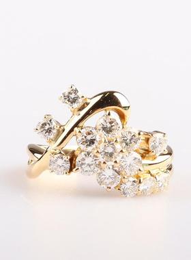 中古95新日本进口商品14颗钻石K18黄金53号戒指