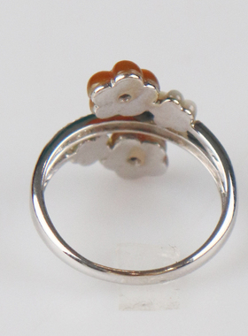 「9.5新」日本进口商品南洋金珠钻石戒指K18黄金53号