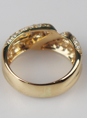 「9.5新」日本进口商品双层群镶钻石戒指K18黄金51号