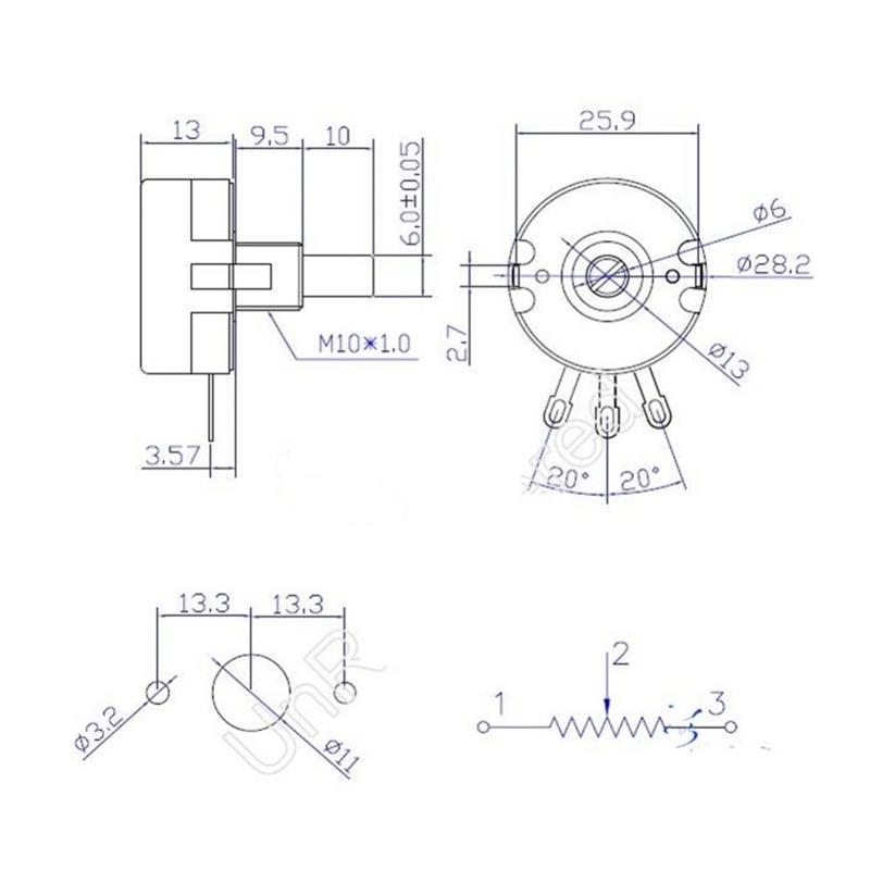 WTH118-2L 2W双联三联碳膜电位器变阻器WTH-3L 4K7 10K100K470K1M