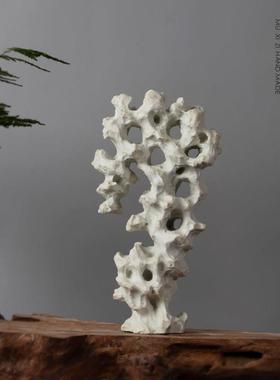 手工太湖石新中式陶瓷假山书房样板间客厅家居禅意招财创意摆件