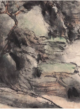 黄宾虹楼台烟雨图古代名画写意