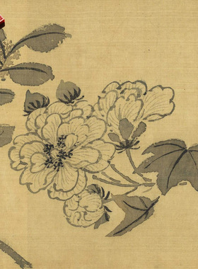 明孙克弘墨笔花卉图卷真迹高