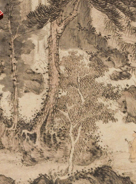 沈周山水图古代名画高清微喷宣纸