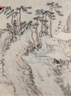 陈淳山水图卷名家国画真迹复制品