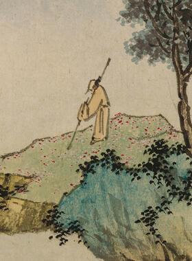沈周落花诗意图复古书画山水人物