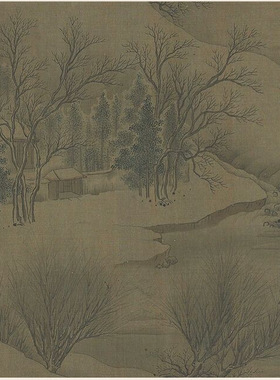 王维江干雪霁图卷复古书画横幅