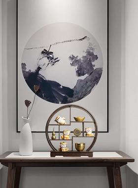 虎年办公室小老虎生肖摆件博古架中式客厅玄关创意家居木质装饰品