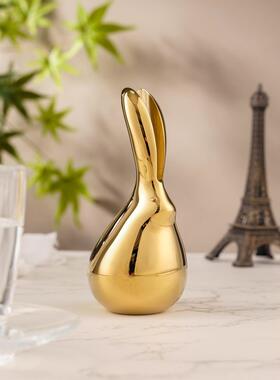 铜兔子摆件 客厅桌面玄关装饰品铜工艺品 十二生肖兔摆件生日礼物
