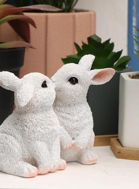 可爱小兔子摆件家居饰品 阳台庭院花盆盆栽仿真动物装饰品