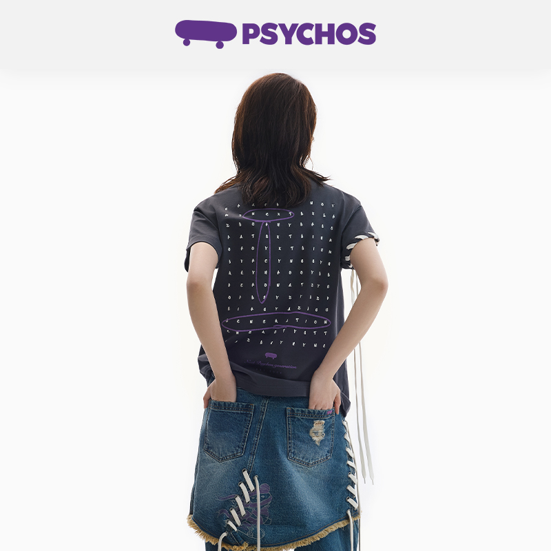 5色可选PSYCHOS疯字游戏纯棉印花正肩T恤潮牌男女同款PB2UBSV010 - 图2