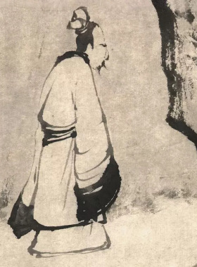 石涛留听鹧鸪图山水国画微喷仿古