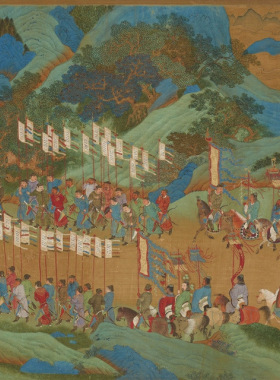 仇英国画真迹子虚上林图手卷复古
