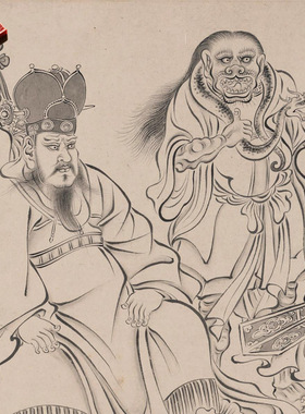清禹之鼎临吴道子送子天王图白描