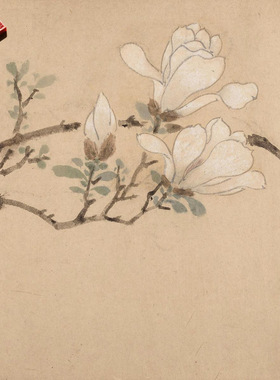 明文徵明白玉兰图历代国画名家花