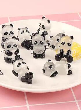 夜光可爱小熊猫 发光DIY饰品微景观小摆件树脂立体荧光工艺品礼物